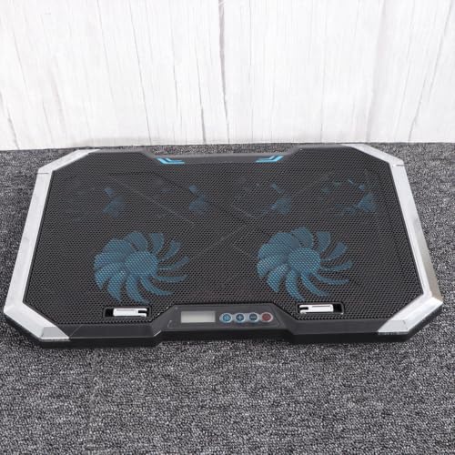 Silent Laptop Cooling Pad and Quiet Cooling Design with 6 Fans and Adjustable Height Stand, Black Portable Laptop Cooler with Dual USB Ports, LED Display for Gaming and Office