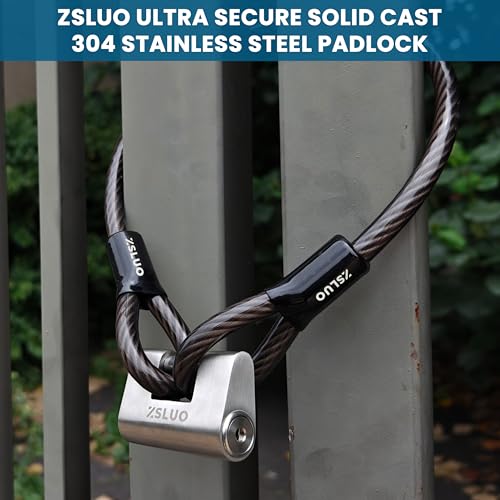 Heavy Duty Padlock & Steel Cable Combo - Padlock+40ft Braided Cable