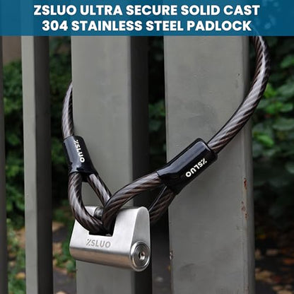 Heavy Duty Padlock & Steel Cable Combo - Padlock+40ft Braided Cable