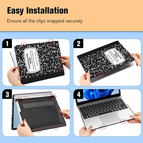 Fintie Case for 12.4 inch Microsoft Surface Laptop Go 3/2/1 2023/2022/2020 | Model: 2013 1943, Snap On Hard Shell Cover, Composition Book - color: composition book