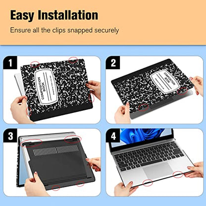 Fintie Case for 12.4 inch Microsoft Surface Laptop Go 3/2/1 2023/2022/2020 | Model: 2013 1943, Snap On Hard Shell Cover, Composition Book - color: composition book