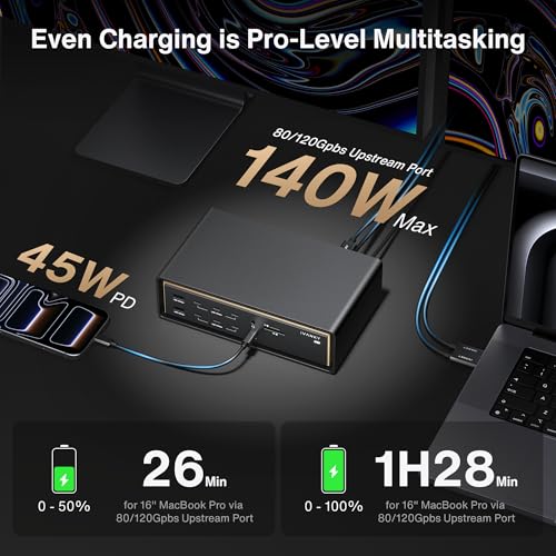 iVANKY 26-in-1 FusionDock Ultra Compatible with Thunderbolt 5, 10GbE MacBook Docking Station, Quad 6K/Triple 8K Display Dock for Mac M1-M5 Pro/Max, 120Gbps, 240W (Incompatible with Windows) - color: Black (Ultra)