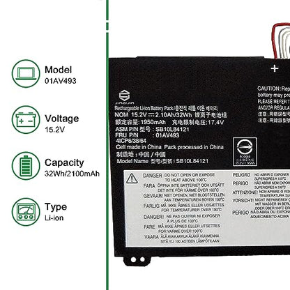 01AV493 SB10L84121 Laptop Battery Replacement for Lenovo ThinkPad T570 T580 P51s P52s Series Notebook 00UR891 SB10L84122 00UR892 SB10L84123 00UR890 15.2V 32Wh 2100mAh - size: 10.2*5.9*1.2inch 01AV493