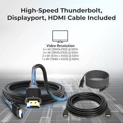 Dell SD25TB4 Pro Thunderbolt 4 Smart Dock - Supports 8k Display, 3 Years Warranty with 180W Adapter, HDMI, DisplayPort, Thunderbolt Cable, Cloth - USB C Docking Station Hub with Accessories
