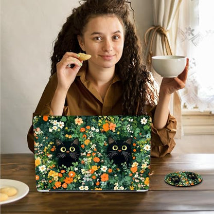 Laptop Skin Sticker Decal 15.6 Inch,12 13 13.3 14 15 15.6 in Laptop Netbook Skins for Notebook,Art Decal Removable Waterproof Scratch Resistant,Universal Vinyl Cover,Cat Couple Floral - color: Cat Couple Floral