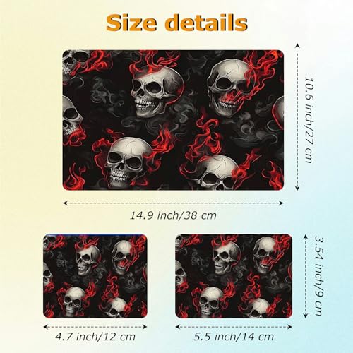 Universal Laptop Skin Sticker with 2 Wrist Pad Decals, 3-Piece Removable Vinyl Laptop Cover, Dark Skull Fire Waterproof Anti-Scratch, Easy-Trim Fit for 13.3" 14" 15.6" Laptops - color: Dark Skull Fire