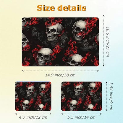 Universal Laptop Skin Sticker with 2 Wrist Pad Decals, 3-Piece Removable Vinyl Laptop Cover, Dark Skull Fire Waterproof Anti-Scratch, Easy-Trim Fit for 13.3" 14" 15.6" Laptops - color: Dark Skull Fire