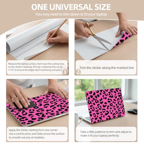 Universal Laptop Skin Sticker for 12/13/14/15.6 Inch Laptops, Reusable Vinyl Laptop Decal Cover, Waterproof Scratch Resistant Notebook Skin with 2 Wrist Pads,Mauve Leopard Print - color: Mauve Leopard Print
