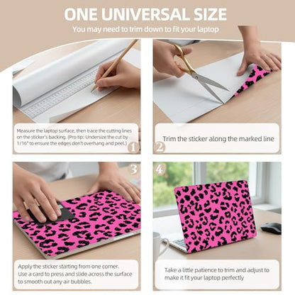 Universal Laptop Skin Sticker for 12/13/14/15.6 Inch Laptops, Reusable Vinyl Laptop Decal Cover, Waterproof Scratch Resistant Notebook Skin with 2 Wrist Pads,Mauve Leopard Print - color: Mauve Leopard Print