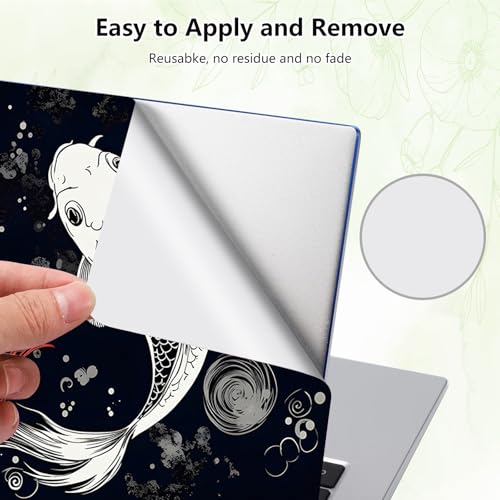 Laptop Skin Sticker Decal, Universal Reusable Vinyl Laptop Cover for 12" 13" 13.3" 14" 15" 15.4" 15.6" Notebook PC, Waterproof Scratch-Resistant with 2 Wrist Pads, Easy to Apply & Remove,Art Koi Fish - color: Art Koi Fish