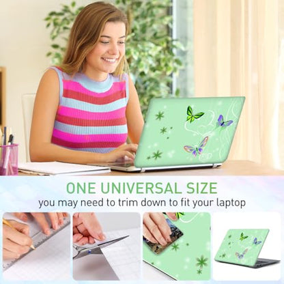 15-15.6 inches Netbook Laptop Skin Sticker Decal Reusable Cover Protector for 11.6 12 13 13.3 14 15 15.4 Notebook Chromebook PC, Scratch-Resistant Waterproof I Mint Green Butterfly - color: Mint Green Butterfly