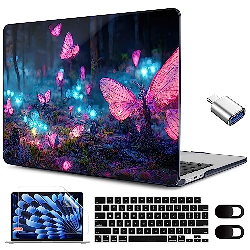 MEEgoodo for M5/M4/M3/M2 MacBook Air 15 inch Case 2026 2025 2024 2023, Case Fit Model (A3448/A3241/A3114/A2941) for MacBook Air 15.3 inch, Fantasy Forest - color: Fantasy Forest