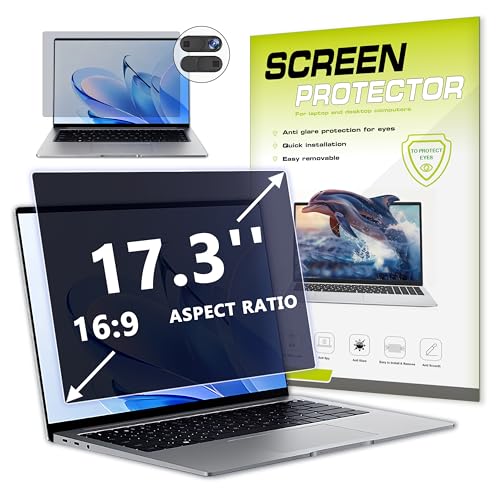 For 17.3 ″ Laptop Privacy Screen Protectors 16:9 - With camera cover. | Anti-glare protective film, blue light filtering safety shield, For Lenovo, HP, Dell, Acer, Asus, ThinkPad, EnvyXPS - size: 17.3inch 16:9