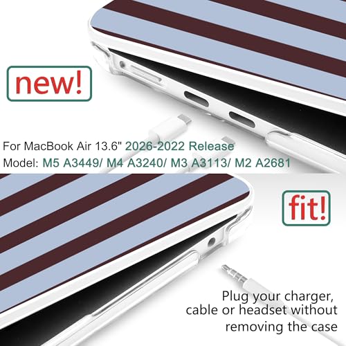 for MacBook Air 13 Inch (13.6 Inch) Case, M5/M4/M3/M2 Chip 2026 2025 2024 2023 2022, Hard Plastic Printed Cover with Screen Protector & Keyboard Cover & Dust Plugs, Modern Stripes - color: Modern Stripes