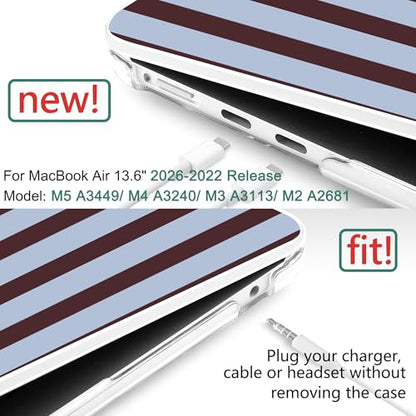 for MacBook Air 13 Inch (13.6 Inch) Case, M5/M4/M3/M2 Chip 2026 2025 2024 2023 2022, Hard Plastic Printed Cover with Screen Protector & Keyboard Cover & Dust Plugs, Modern Stripes - color: Modern Stripes