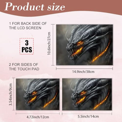 PLIGREAT Laptop Skin Stickers, Reusable Netbook Skin Sticker Vinyl Decals for PC Notebook Laptops Keyboard Cover Universal 12" 13" 13.3" 14" 15 Inch Dragon Laptop Case Protector Film - color: Dragon