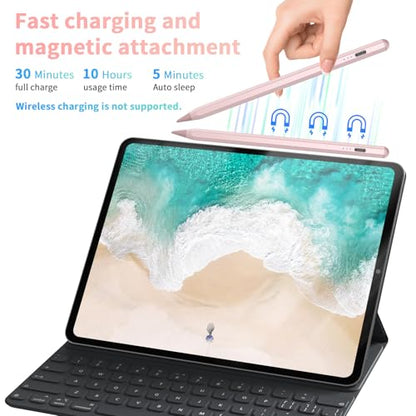 HZD Apple Pencil for iPad 2025-2018 Faster Charge Stylus Pen,Rose | with Tilt Sensitivity & Palm Rejection & Magnetic Compatible iPad 11/10/9/8/7/6, Pad Air 3/4/5, Pro 12.9"/11",Mini 6/5, M2/M4 - color: Rose Gold
