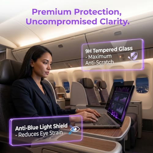16" Privacy Screen Protector | 9H Tempered Glass with Anti-Blue Light & Anti-Glare | Universal Fit for HP, Dell, ASUS, Samsung, Lenovo, Acer, MSI 16:10 Laptops (Wide-Angle Privacy + Eye Comfort)" - size: Privacy Glass-16 Inch 16:10