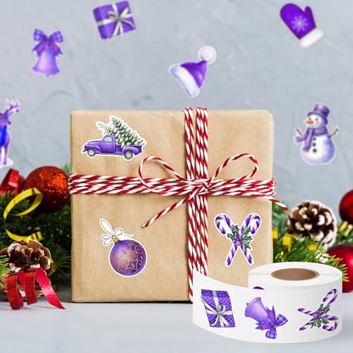 Christmas Purple Watercolor Sticker - 1000Pcs Xmas Purple Santa Waterproof Vinyl Reusable Laptop Stickers Coloring Book Scrapbook Water Bottle Page Activity Pad Party Favors Kids Skateboard - style: Christmas Watercolor Purple