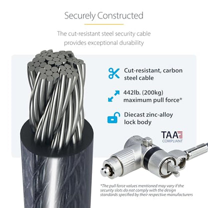 StarTech 10-Pack Dual-Access Laptop Lock, TAA | 6.6ft (2m) Keyed Alike and Combination Security Cable Lock for K-Slot Devices, DUALKA10-LAPTOP-LOCK - size: K-Slot/T-Bar, style: Dual: Like Keyed & Resettable Combination