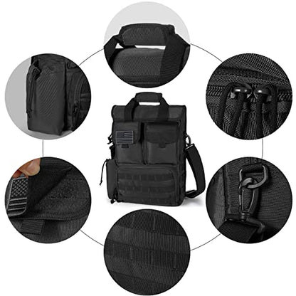 Tactical Briefcase,17.3 Inch Military Laptop Messenger Bag Shoulder Crossbody Bag Handbag for Men (17.3''Black)