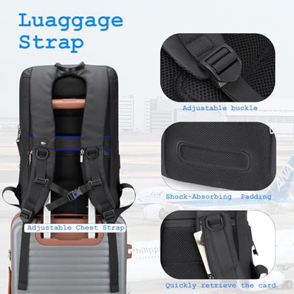 Tzowla Business Commute Laptop Backpack Fit 17.3 Inch Laptop,Slim & Expandable Waterproof Work Backpacks with Luggage Strap,Travel Lightweight Bag Gift for Men Women(Black) - color: Black