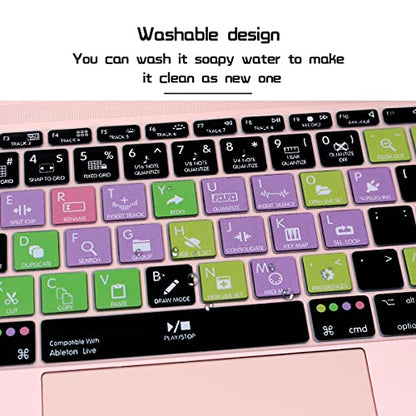 HRH Ableton Live Hotkey Silicone Keyboard Cover Skin for MacBook Pro 13" A1708 A1988 No Touch Bar 2018 2017 2016 Release and for MacBook 12" A1534 (2015)&A1931(2018) USA Layout Protective Skin - color: Hotkey-Ableton Live
