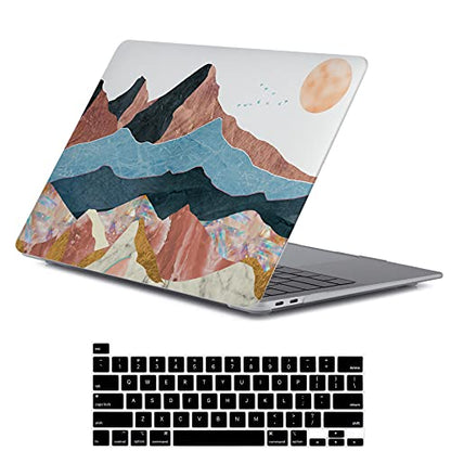 LanBaiLan Compatible for MacBook Pro 13 inch with Touch Bar 2022 2020 2019 2018 2017 2016 M1 M2 A2338 A2289 A2251 A2159 A1989 A1706 A1708, Laptop Hardshell Case & Keyboard Cover, Art Mountain - color: Art Mountains