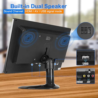 10 inch FHD Small IPS Monitor LCD Display Screen 1920x1200 60Hz 16:10 with BNC VGA AV Input Built-in Lounspeakers for CCTV Security Camera DVR PC STB Game Console - color: 10 Inch 1920x1200