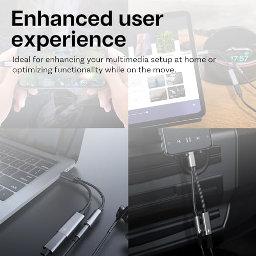 MMOBIEL USB C to 3.5mm Splitter Headphone and Charger 2-in-1 Aux Adapter 60W Fast Charging and 32-Bit Hi-Res Audio Mic & Headset Support Compatible with iPhone 17 16 15, iPad Pro/Air, Galaxy S26–S21 - size: 32 Bit