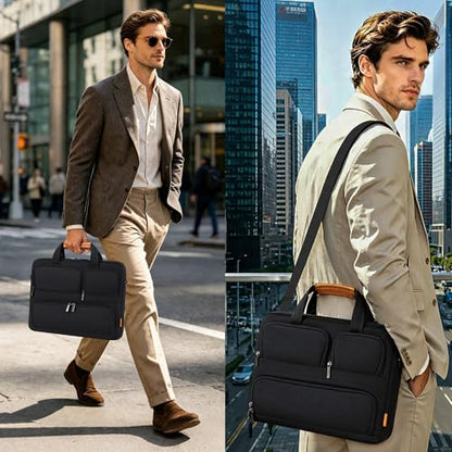 DOMISO 17-17.3 Inch Laptop Bag Business Briefcase with Shoulder Strap Messenger Bag Compatible with 17" Laptops/17.3" HP Pavilion/MSI GS73VR Stealth Pro/Dell Inspiron 17/Acer/ASUS,Black - size: 17 - 17.3 Inch