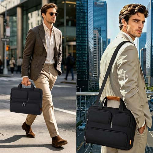 DOMISO 15-15.6 Inch Laptop Sleeve Waterproof Laptop Case Business Briefcase Portable Computer Bag with Shoulderstrap for Lenovo ThinkPad/Asus/HP ProBook/Acer/Dell Precision,Black - size: 15 - 15.6 Inch