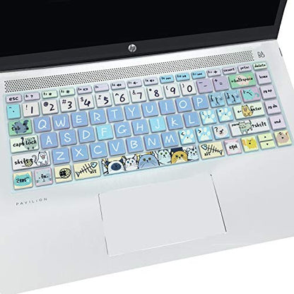 Keyboard Cover for HP 14" Laptop 2020 2019 2018,HP Pavilion x360 14M-BA 14M-CD 14M-DH 14-BA 14-BF 14-cm 14-CF 14-DF 14-DK 14-DS 14-DQ Series 14 Inch Protective Skin,Cute Cat - color: Cute Cat