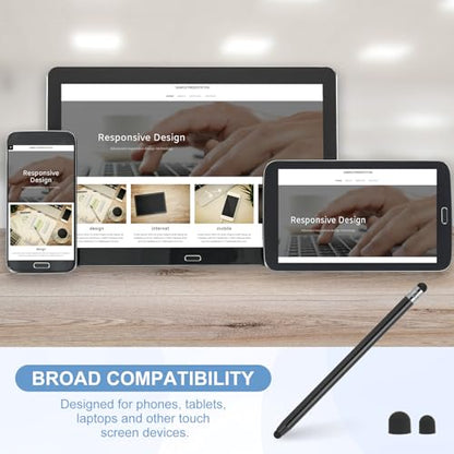 PATIKIL 5 Pcs Stylus Pens for Touch Screens, 2 in 1 High Sensitivity Universal Pen Capacitive Stylus for Phone Tablets Laptop Touch Screen Devices, Black - color: Black