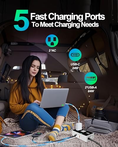 YSOLX 300W Car Power Inverters for Vehicles | Car Inverter 12V to 110V With 3 USB Fast Charger And Car Plug Adapter Outlet for Laptop Computer Charger - size: 300W