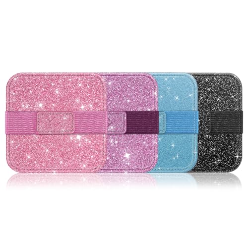 Fintie Screen Cleaning Pad, [4 Pack] Soft Cloth Car Phone Screen Cleaner | Microfiber Wipe Cleaning with Elastic Strap for iPad, iPhone, MacBook, Tablets, Laptop, Monitor (Glitter Pink/Black) - color: Glitter Pink/Black