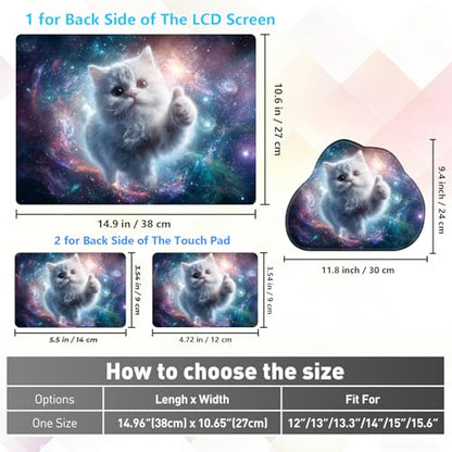 Laptop Skin Sticker Decal 15-15.6 Inch with Cute Mouse Pad, Universal Reusable Vinyl Sticker for 12.1 13 13.3 14 15.4 Inch Netbook and Notebook PC, Galaxy Cat Art - color: Galaxy Cat Art