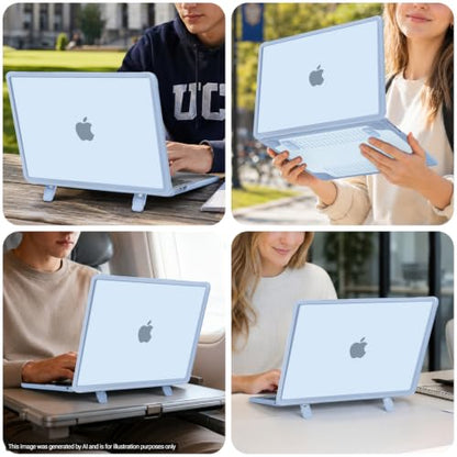 MOSISO Compatible with MacBook Air 13 inch Case M5 M4 M3 M2, Sky Blue | 4 in 1 Kit Anti-Crack Hard Shell with Kickstand for MacBook Air 13.6 inch Case 2026-2022 A3449 A3240 A3113 A2681 - color: Sky Blue