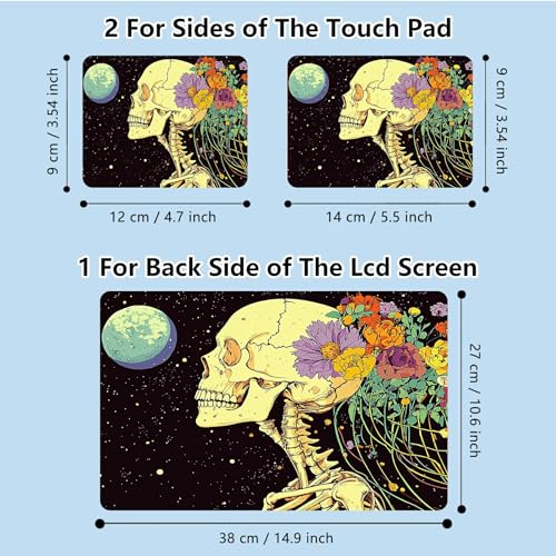 Universal Laptop Skin Sticker with 2 Wrist Pad Skins, Waterproof Scratch Resistant Vinyl Laptop Cover Decal, Cut to Fit for 11–15.6 Inch MacBook HP Dell Lenovo, Skull Flower Moon - color: Skull Flower Moon