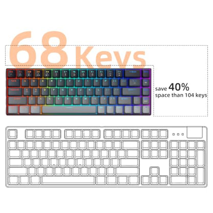 MageGee Portable 60% Mechanical Gaming Keyboard, RGB Backlit Compact 68 Keys Mini Wired Office Keyboard with Red Switches for Laptop PC Mac - Gradient Black - color: Gradient Black/Red Switch