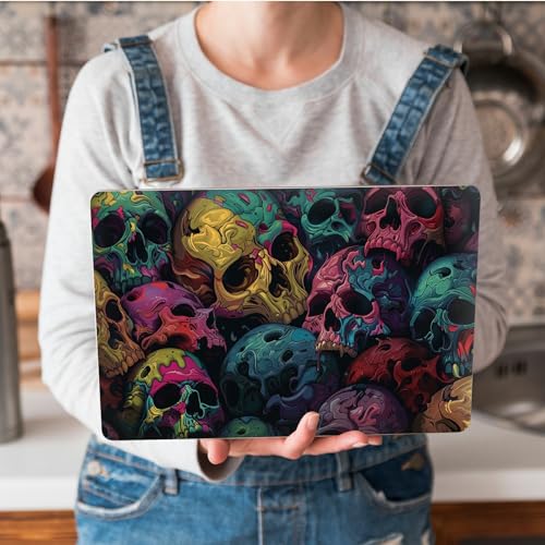 Universal Laptop Skin Sticker with 2 Wrist Pad Skins, Waterproof Scratch Resistant Vinyl Laptop Cover Decal, Cut to Fit for 11–15.6 Inch MacBook HP Dell Lenovo, Colorful Skulls - color: Colorful Skulls