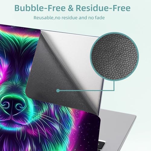 Universal Laptop Skin Decal, 3-Piece Vinyl Protector for 12 13 14 15.6" Notebook, Waterproof Anti-Scratch, Easy Trim & Bubble-Free Finish, Cute Dog with Glowing Neon Eyes - color: Cute Dog with Glowing Neon Eyes