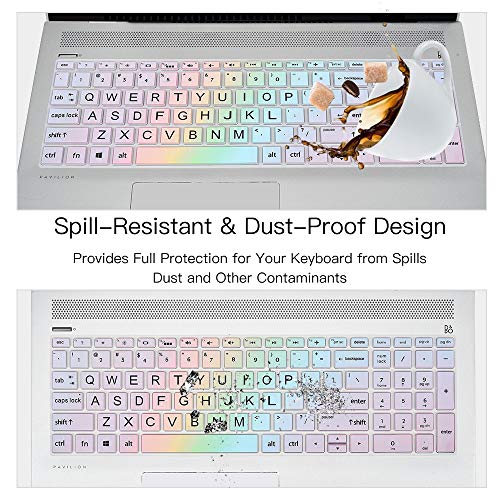 Keyboard Cover Skin for HP Laptop 15-db 15-dw 15-dy 15-da 15-bs/bw 15-ef 15t 15z 15.6" 15-db0011dx 15-dy1043dx/dy1051wm 15-dw0037wm/dw1083wm 15-ef1001ds/1023dx,HP 17-by/bs/ca 17.3 Keyboard Protector - color: Colorful Rainbow