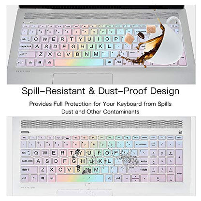 Keyboard Cover Skin for HP Laptop 15-db 15-dw 15-dy 15-da 15-bs/bw 15-ef 15t 15z 15.6" 15-db0011dx 15-dy1043dx/dy1051wm 15-dw0037wm/dw1083wm 15-ef1001ds/1023dx,HP 17-by/bs/ca 17.3 Keyboard Protector - color: Colorful Rainbow