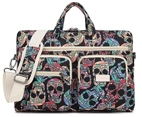 Laptop Shoulder Bag15.6inch women men Waterproof 16inch Computer Bags Women Business Office Work Bag Briefcase 14 inch case - color: Gothic Skull