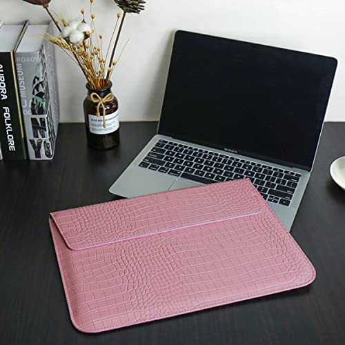 Laptop Bags Sleeve for MacBook Air 15 inch 2026-2023 A3448 M5 M4 M3 M2 Crocodile Grain PU Leather Flap Style Case Notebook Bag for Mac Pro 16 M1 A2485 2019-2026,Pro Retina 15 2012-2019, Pink - color: Pink