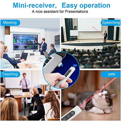 Presentation Clicker Wireless Presenter Remote with Hyperlink & Volume Remote Clicker for PowerPoint Office Classroom Presentation Remote Control Pointer Slide Advancer (Battery Included) - style: USB-White