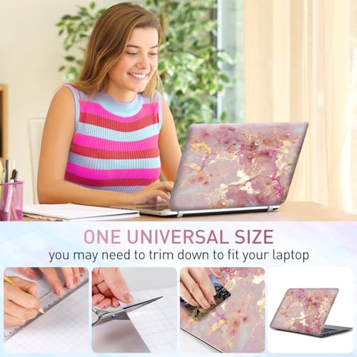 Pink Cloud Vinyl Laptop Sticker, Waterproof Reusable Decal for 12-15.6 inch Notebooks, Cartoon Bubble Design - color: Nice Pink Marble