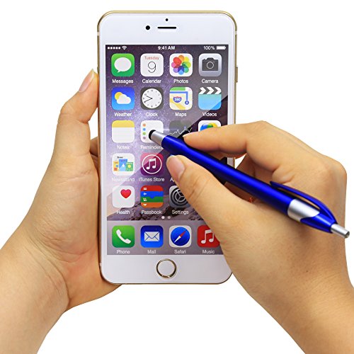 Skoloo Electronic Screen Touch Stylus,14 Pack 2 in 1 Slim Long Click Ink Stylus Ballpoint Pen For Universal Android Touch Screen Tablet Smartphone, Google Nexus, Samsung Galaxy, HTC, Multi-colored