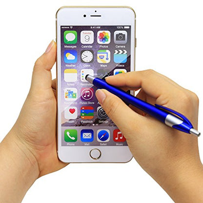 Skoloo Electronic Screen Touch Stylus,14 Pack 2 in 1 Slim Long Click Ink Stylus Ballpoint Pen For Universal Android Touch Screen Tablet Smartphone, Google Nexus, Samsung Galaxy, HTC, Multi-colored